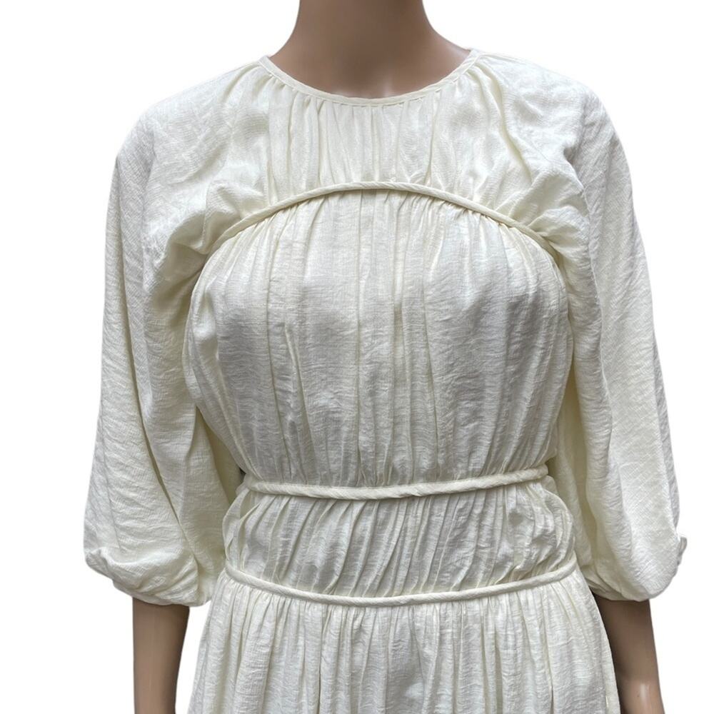 NWT ASOS EDITION Smock Peasant Midi Dress Womens O Cream - Picture 3 of 16